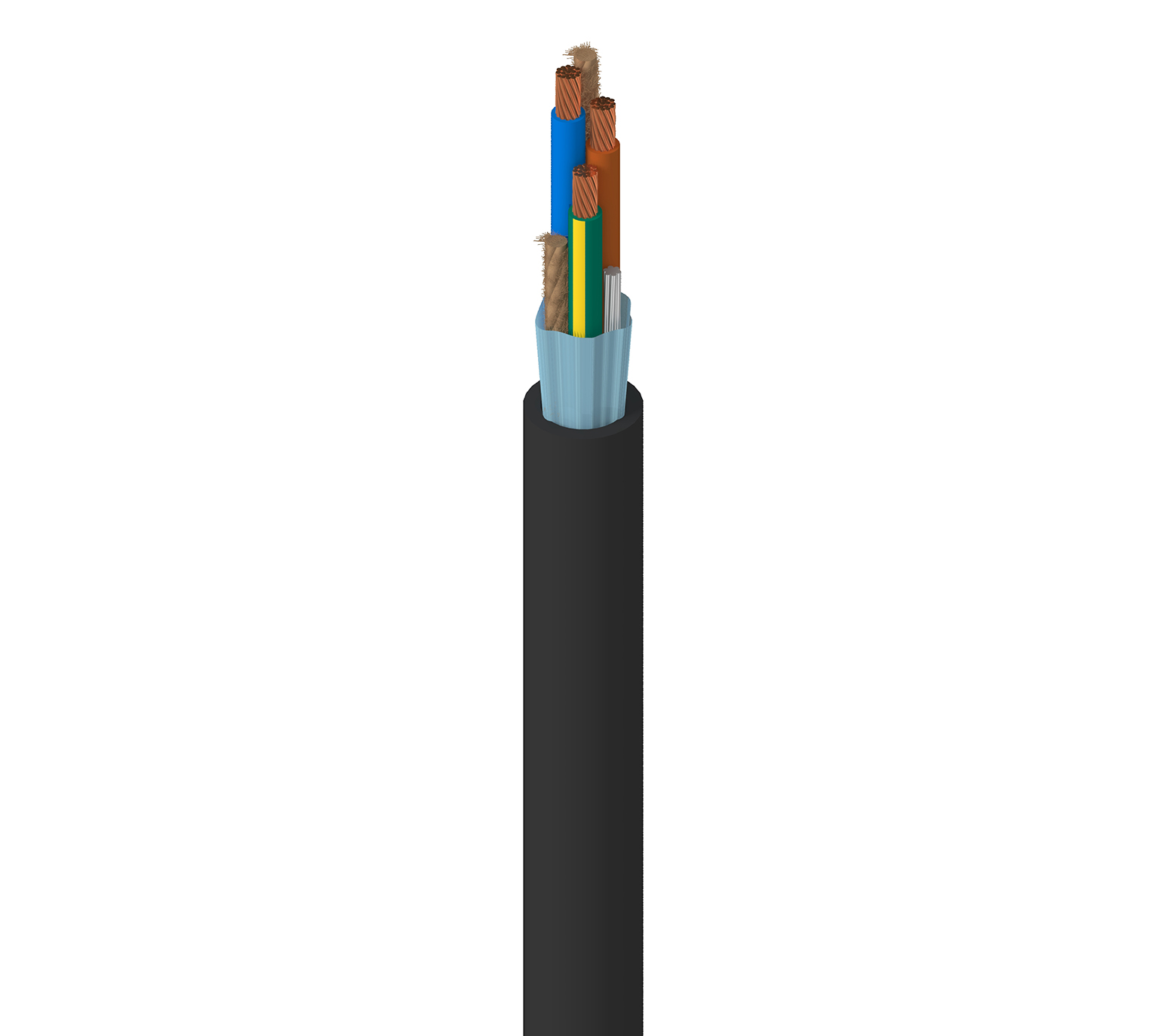 Cable encauchetado Belden 19363, 16 AWG, 3 conductores, apantallado, 300 V, norma UL Tipo SJT (300 V) — Surtilec